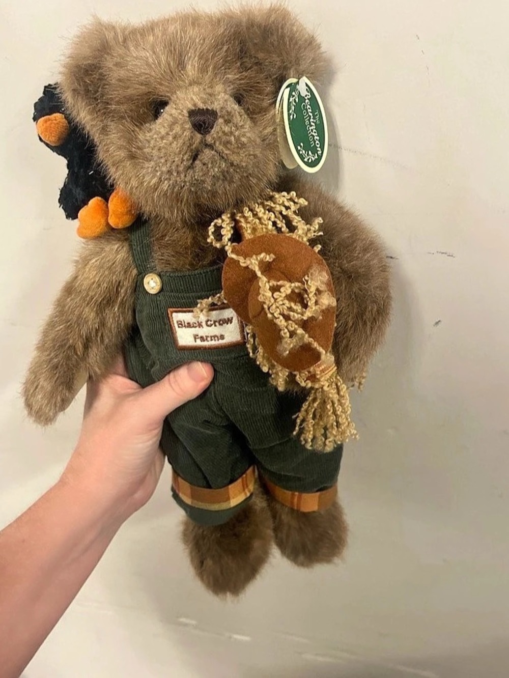 Bearington Collection Bob & Crow Collectible Bear Plush NWT Brown & Green